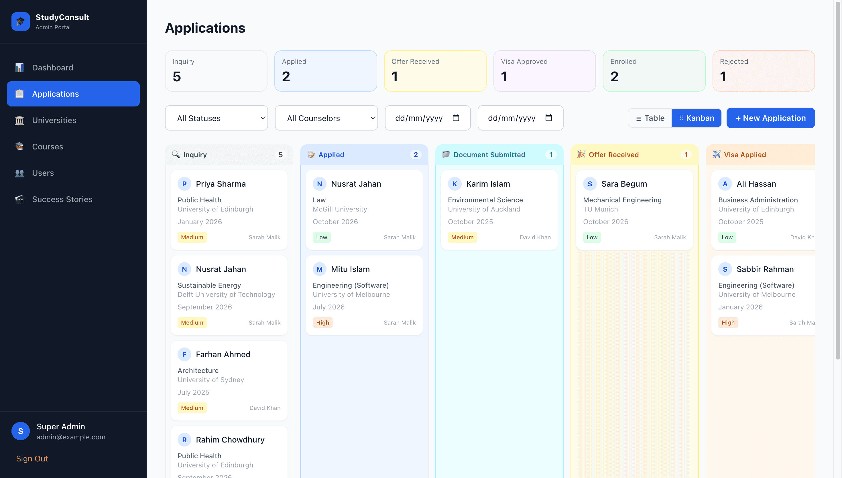 Student Consultancy App
